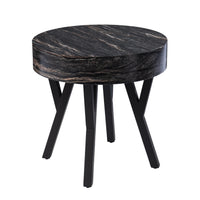 20" Black Manufactured Wood And Iron Round End Table