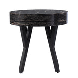 20" Black Manufactured Wood And Iron Round End Table