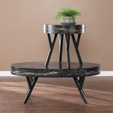 20" Black Manufactured Wood And Iron Round End Table