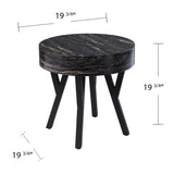 20" Black Manufactured Wood And Iron Round End Table