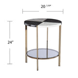 24" Black Manufactured Wood And Iron Round End Table With Two Shelves