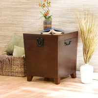 24" Brown Solid Wood And Manufactured Wood Square End Table