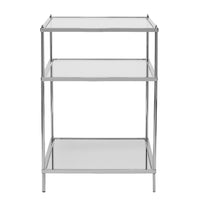 27" Chrome Glass And Iron Rectangular Mirrored End Table With Shelf