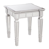 24" Silver Glass And Manufactured Wood Square Mirrored End Table