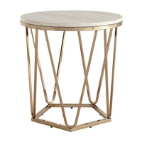 23" Champagne Manufactured Wood And Iron Round End Table