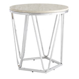 23" Silver Manufactured Wood And Iron Round End Table