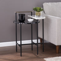 28" Black Manufactured Wood And Iron Free Form End Table With Shelf