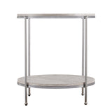 24" Chrome Manufactured Wood And Iron Rectangular End Table With Shelf