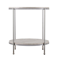 24" Chrome Manufactured Wood And Iron Rectangular End Table With Shelf