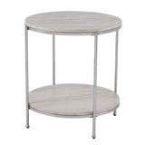 24" Chrome Manufactured Wood And Iron Rectangular End Table With Shelf