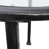 24" Black Glass And Iron Round End Table