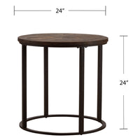 24" Natural Wood Solid Wood And Iron Round End Table