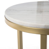 24" Champagne Genuine Marble Look And Iron Rectangular End Table