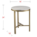 24" Champagne Genuine Marble Look And Iron Rectangular End Table