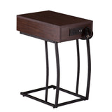 23" Brown Manufactured Wood And Iron Rectangular End Table With Drawer