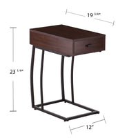 23" Brown Manufactured Wood And Iron Rectangular End Table With Drawer