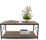 Mod Walnut and Black Coffee Table with Shelf