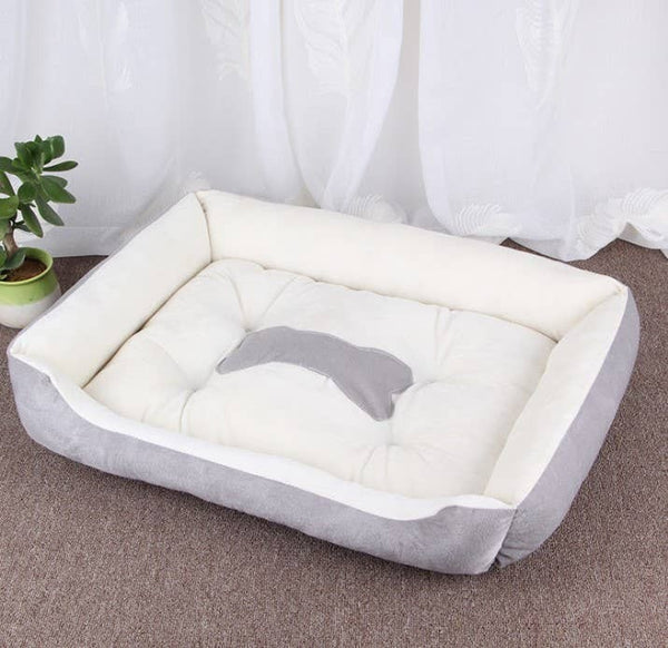 35" Grey and White Bone Design Dog Bed