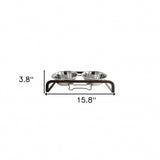 Rustic Elevated 16oz Two Bowl Dog Feeding Station