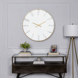 Minimalist White and Gold Wall Clock