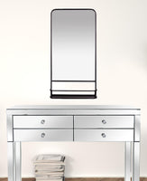 Black Rectangular Wall Mirror with Shelf