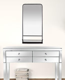 Black Rectangular Wall Mirror with Shelf