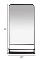 Black Rectangular Wall Mirror with Shelf