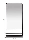 Black Rectangular Wall Mirror with Shelf