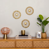 Set of Three Gold Sunburst Leaf Wall Décor