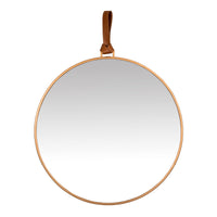 Minimalist Gold Round Mirror with Leather Strap