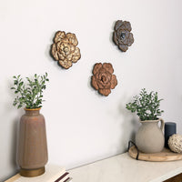 Set of Three Distressed Metal Flower Wall Décor