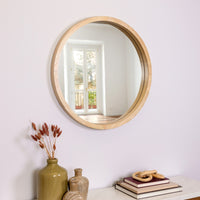 Minimalist Round Wooden Wall Mirror