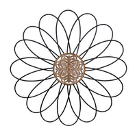 Carved Wood and Metal Flower Wall Décor