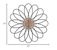 Carved Wood and Metal Flower Wall Décor