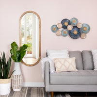 Oval Shaped Wooden Full Length Wall Mirror
