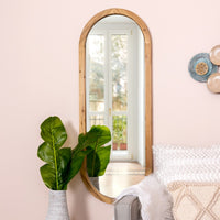 Oval Shaped Wooden Full Length Wall Mirror