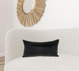 Black and White Quilted Color Block Velvet Lumbar Throw Pillow