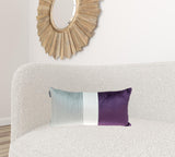 Silver and Purple Quilted Colorblock Velvet Lumbar Throw Pillow
