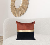Brown Gold and Black Tufted Velvet Square Pillow