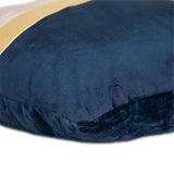 Beige Gold and Blue Tufted Velvet Square Pillow
