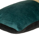 Teal Gold and Black Tufted Velvet Lumbar Pillow