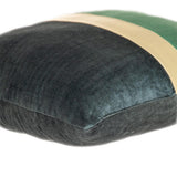 Green Gold and Dark Gray Tufted Velvet Square Pillow