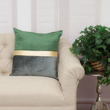 Green Gold and Dark Gray Tufted Velvet Square Pillow