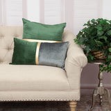 Green Gold and Dark Gray Tufted Velvet Square Pillow