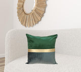 Green Gold and Dark Gray Tufted Velvet Square Pillow
