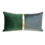 Green Gold and Dark Gray Tufted Velvet Lumbar Pillow