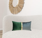 Green Gold and Dark Gray Tufted Velvet Lumbar Pillow