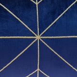 Blue and Gold Geo Velvet Lumbar Pillow with Gold Tassels