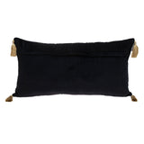 Black and Gold Geo Velvet Lumbar Pillow with Gold Tassels