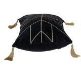 Black and Gold Geo Velvet Lumbar Pillow with Gold Tassels